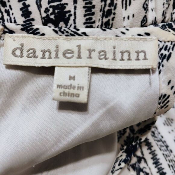 Daniel Rainn Dress Maxi High Neck Thin Straps Slit Chiffon Navy White Lined M - Picture 8 of 11